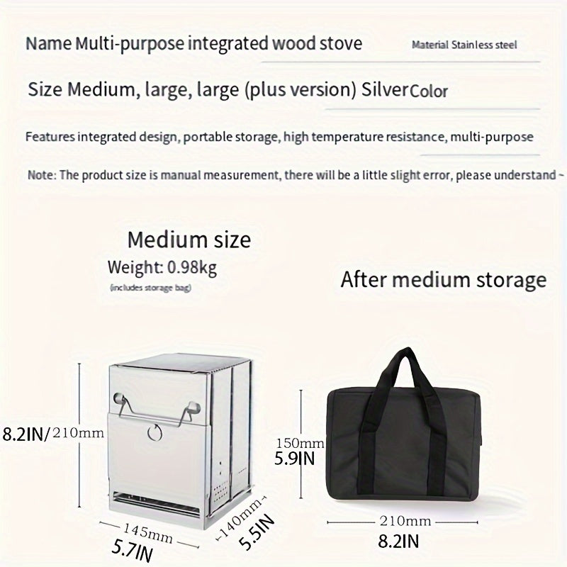 Portable Wood Stove for Camping Picnic BBQ Lightweight Kitchenware