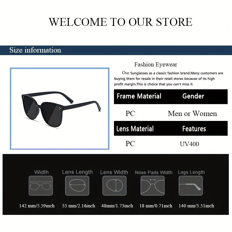 Square Sunglasses Rivet Decor Glasses UV400