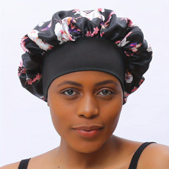 Boho Print Satin Bonnet Headband Hair Care Cap