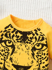 Boys Leopard Casual Outfit T shirt & Shorts Set Summer Kids Clothes