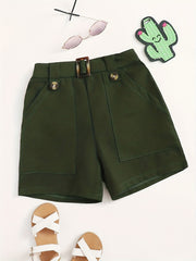 Girls Bow Front Straight Leg Casual Shorts For Summer