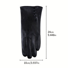 Leather Warm Gloves Sheepskin Thickened Warm Plus Velvet Mittens