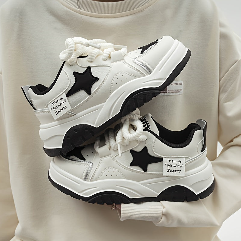 Star Pattern Thick Bottom Low Skate Shoes for Women