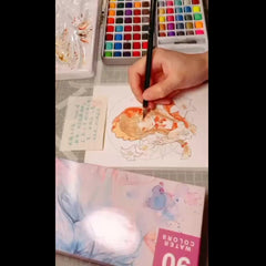 50-Color Watercolor Paint Set - Solid, Pearl, Fluorescent, Glitter, Metallic