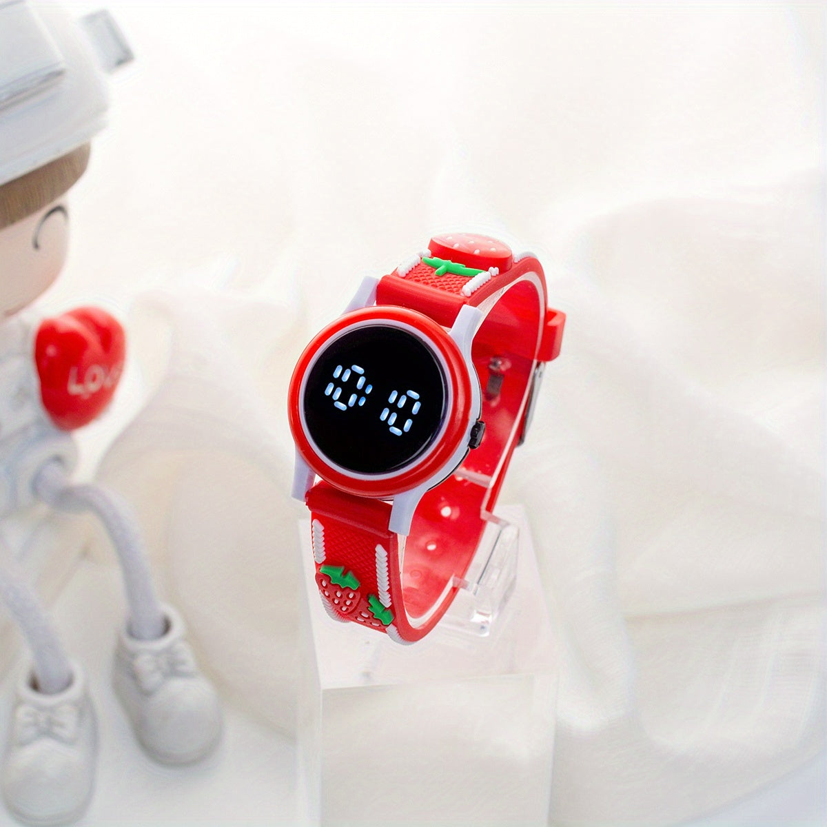 Strawberry LED Watch Round Wrist Gift Kids