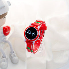 Strawberry LED Watch Round Wrist Gift Kids
