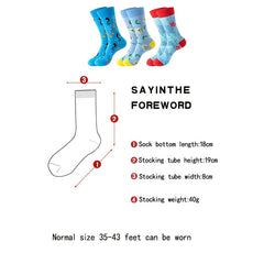 3 Pairs Men's Printed Mid Calf Socks, Breathable & Sweat Absorbent