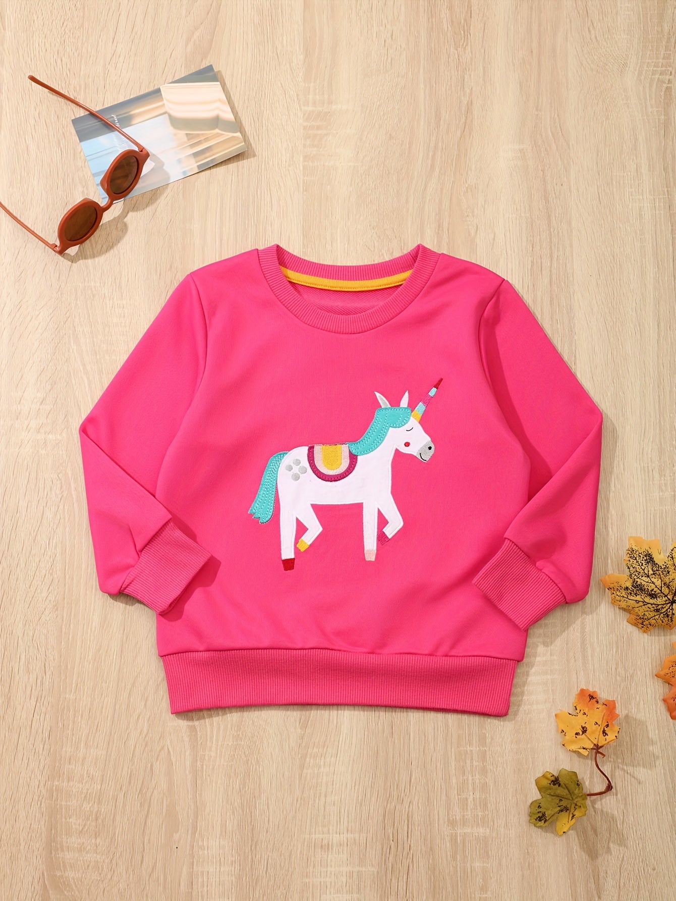 Cartoon Unicorn Long Sleeve Sweatshirt Girls Pullover For Fall