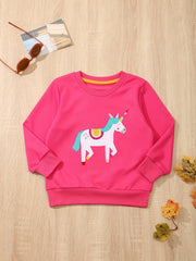 Cartoon Unicorn Long Sleeve Sweatshirt Girls Pullover For Fall
