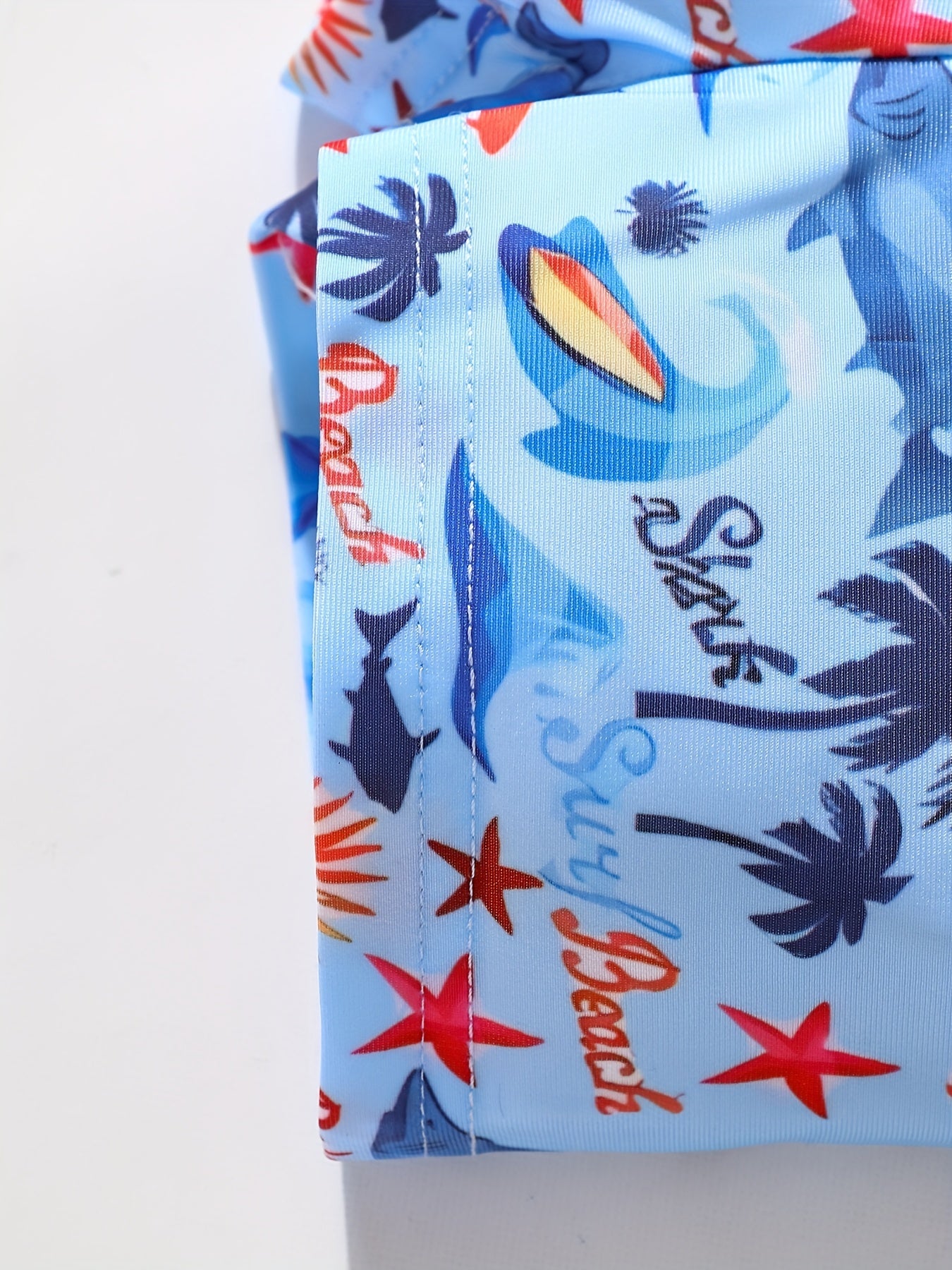 Boys Shark Starfish Print Shorts for Kids Summer Beach Vacation