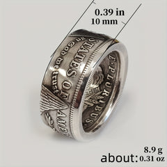 Number Letter Leaf Engraved Ring Men's Finger Jewelry