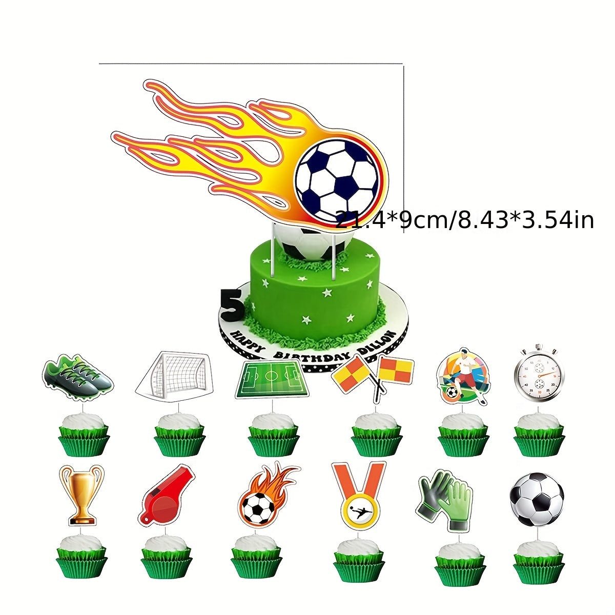 13pcs Football Sports Themed Cupcake Decorations for Birthday Party
