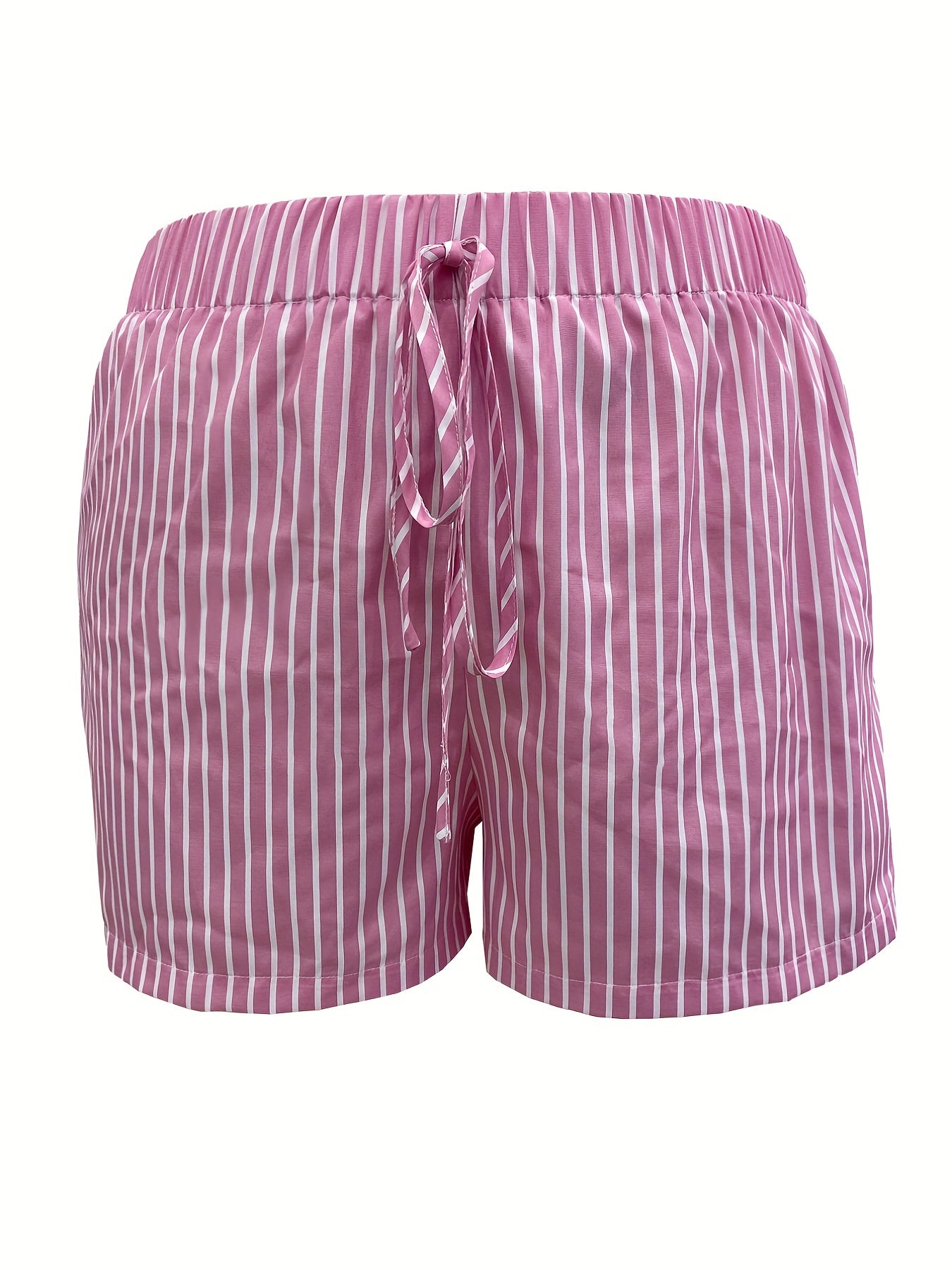 Stripe Print Long Sleeve Button Up Skirt & Tie Shorts Set