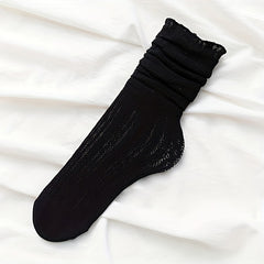 Women's Solid Mid Tube Socks Breathable & Comfy Stockings