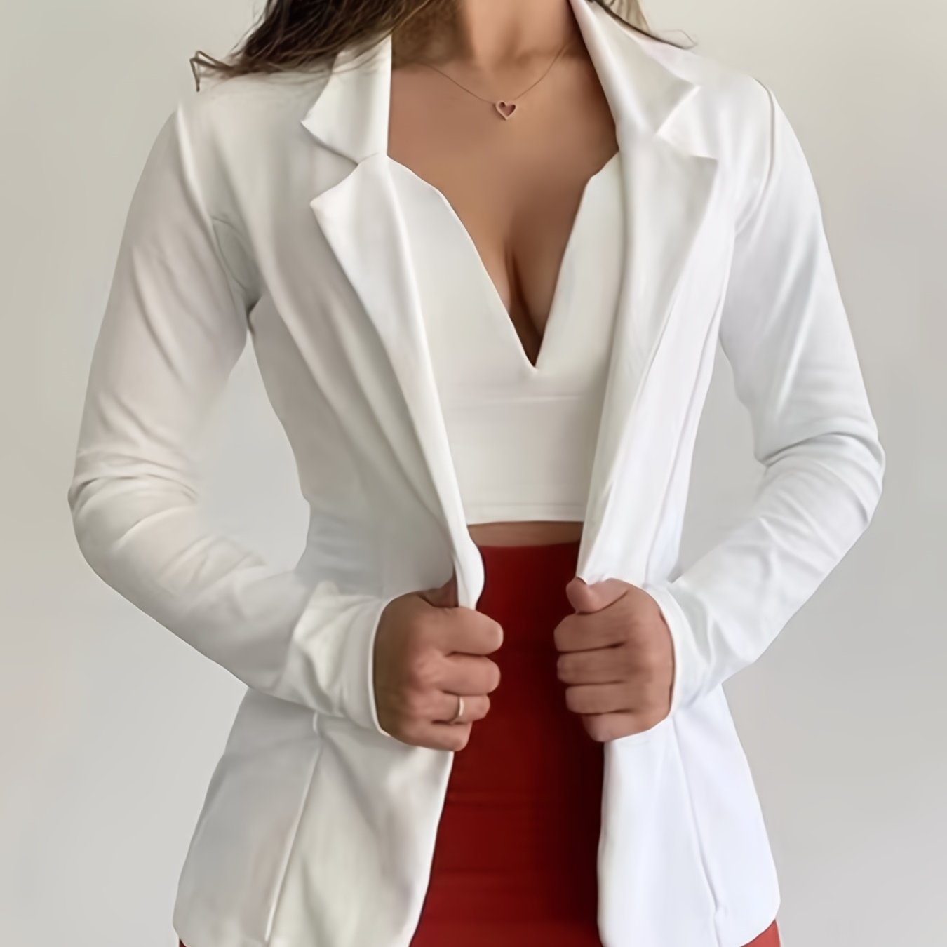Solid Lapel Button Blazer Jacket Casual Loose Outerwear