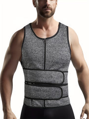 Men's Sweat Sauna Vest with Compression Waist Belts and Back Support