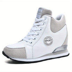 Women's High Top Sneakers Lace Up Shoes Height Increasing