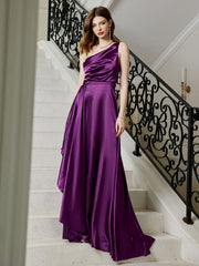 Satin Backless High Slit Prom Dress Formal Dinner Slim Dress