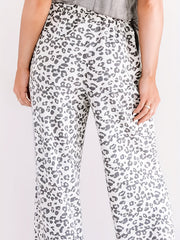 Leopard Print Drawstring Straight Leg Pants