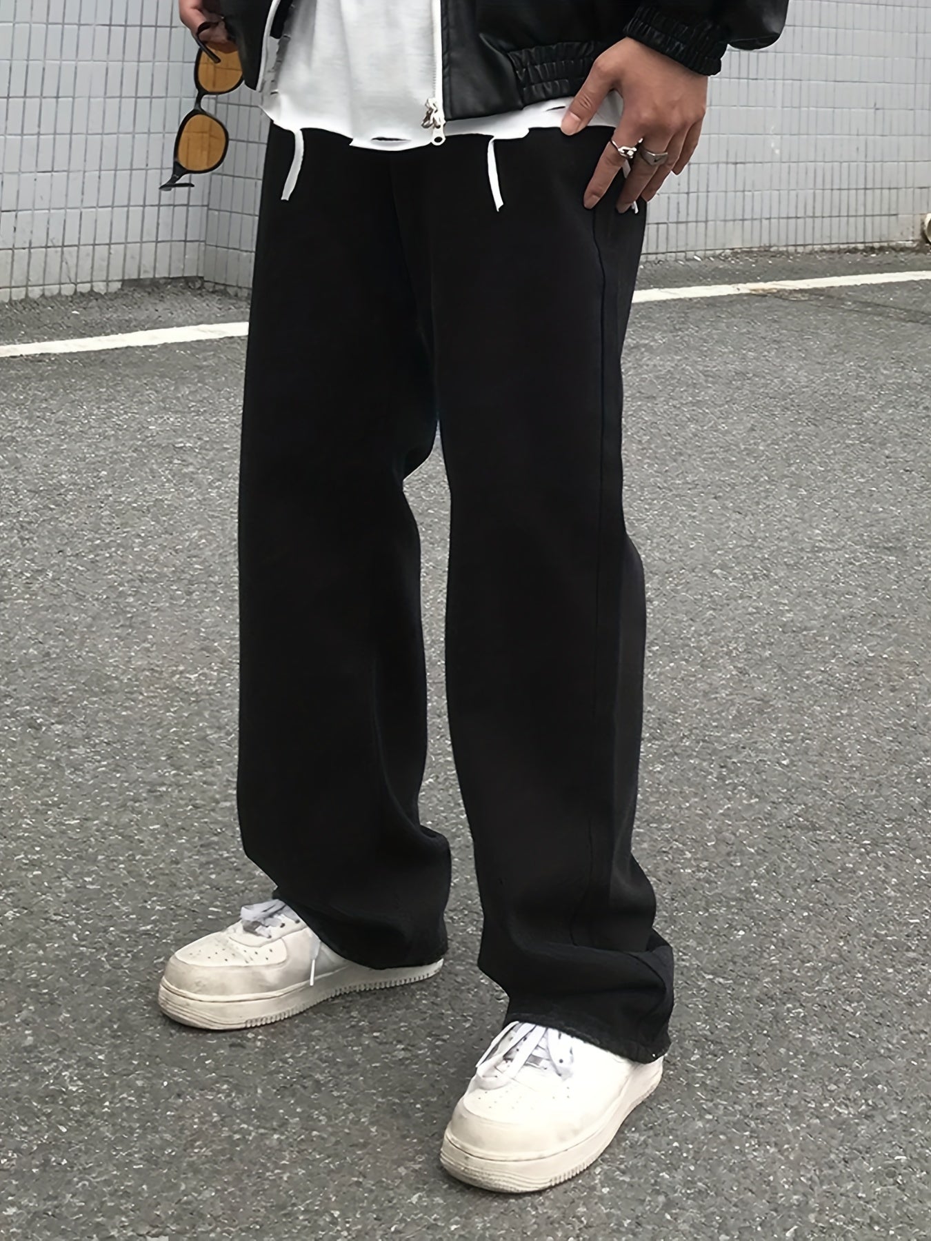 Men's Wide Leg Denim Pants Casual Loose Fit Jeans