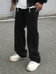Men's Wide Leg Denim Pants Casual Loose Fit Jeans