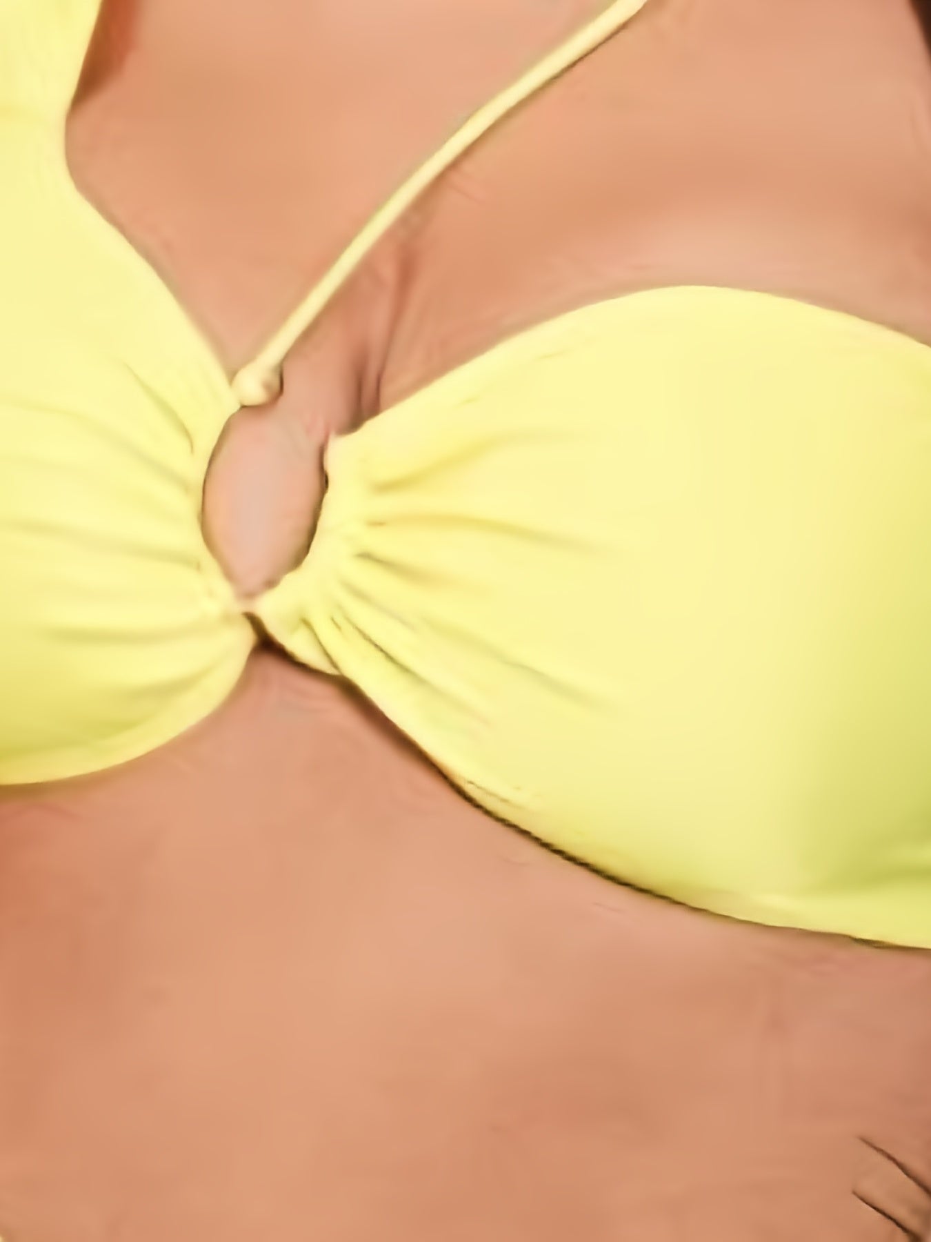 One Shoulder Cut Out Solid Bikini Set Women's Plus Swimsuit