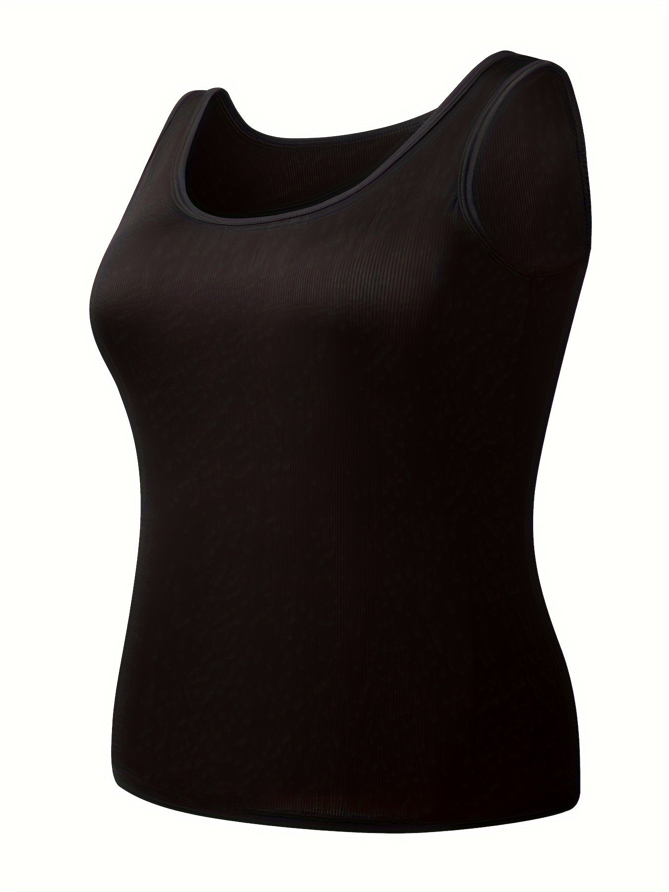 Solid Tank Top for Women Round Neck High Stretch Casual Loungewear