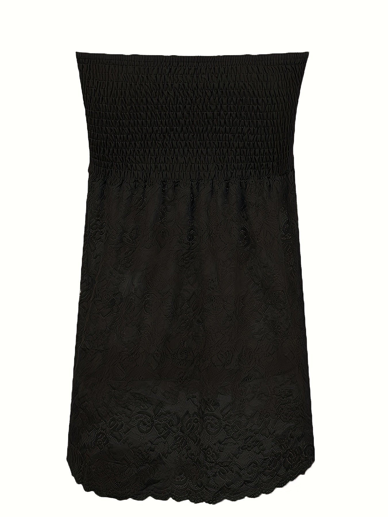 Solid Shirred Tube Top Off Shoulder Ruffle Sleeveless