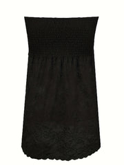 Solid Shirred Tube Top Off Shoulder Ruffle Sleeveless