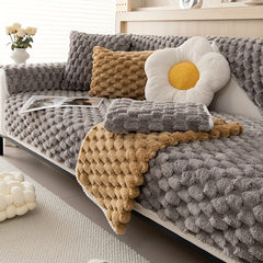 Plush Sofa Slipcover Non-slip Couch Cover Furniture Protector