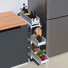 1pc 3 Layer Movable Kitchen Storage Rack Sliding Gap Pullout Storage Rack