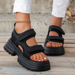 Women's Solid Heighten Sports Sandals Hook & Loop Fastener Slippers