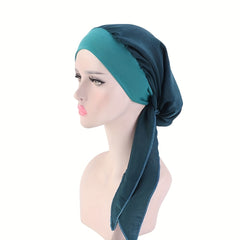Flower Print Soft Bonnet Silk Head Wrap Women Turban Casual Head Scarf