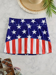 Sporty Skort Women's Plus Star & Stripe Print High Rise Tennis Skort