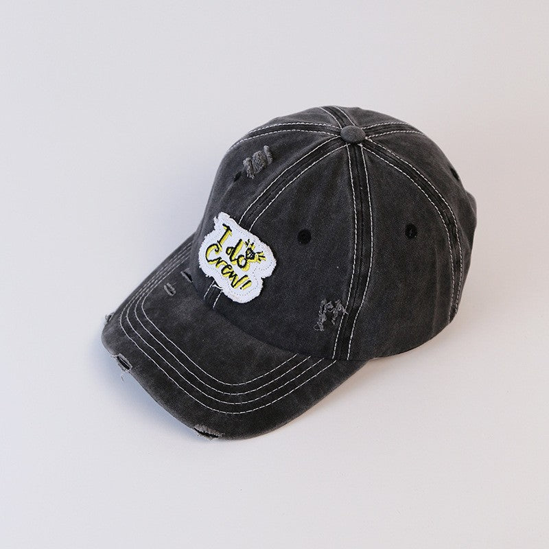 Vintage Embroidered Baseball Cap Ripped Washed Curved Edge Hat