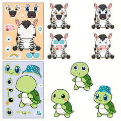 6pcs DIY Puzzle Sticker Games Animals Make Funny Faces