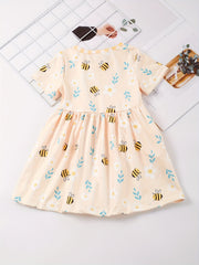Toddler Girls Bee Floral Print Dress With Pocket