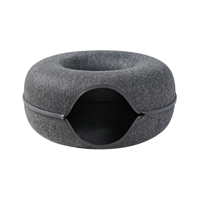 Cat Tunnel Bed Felt Round Nest Washable Semi-enclosed Cat Tunnel