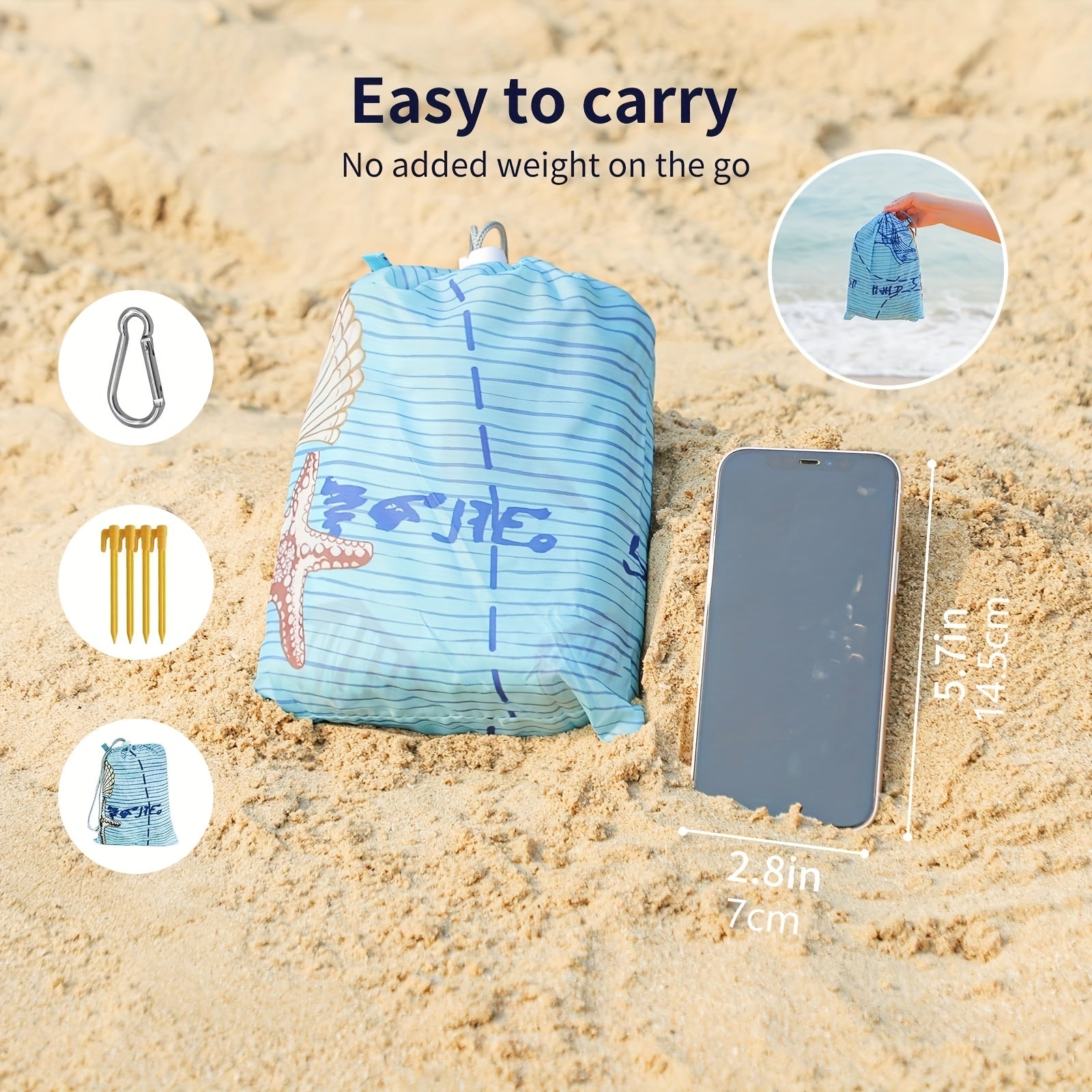 Crab Print Beach Blanket Sandproof Waterproof Mat for Summer Travel Camping