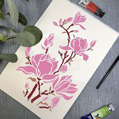 Large Magnolia Flowers Stencils - 30x40 in - Reusable DIY Art and Craft