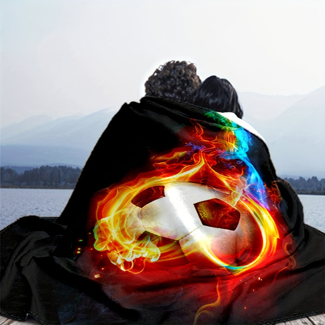 Fire Football Blanket Quilt Cover Travel Bedding Throw Flannel Bedspread