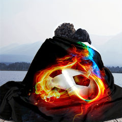 Fire Football Blanket Quilt Cover Travel Bedding Throw Flannel Bedspread