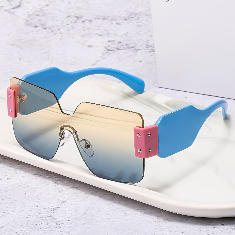 Rimless Gradient Square UV Sunglasses Women's Glasses