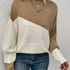 Colorblock Lantern Sleeve Sweater