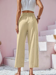 Button Front Straight Leg Pants Spring & Summer