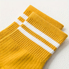 Striped Crew Socks Women's Mid Tube Stockings