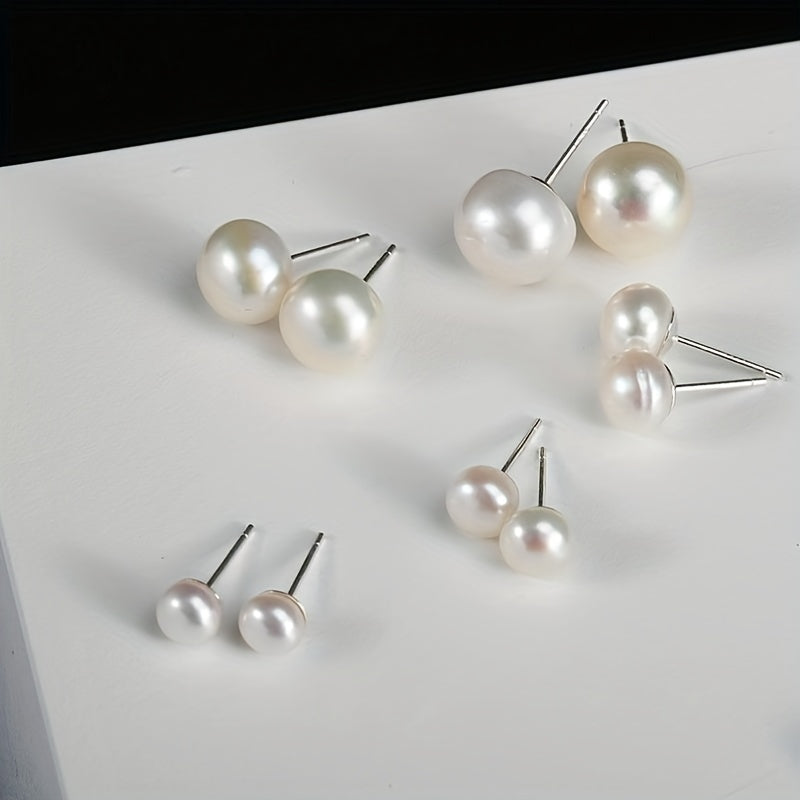 4mm 11mm Freshwater Cultured Pearls 925 Silver Ear Pin Stud Earrings