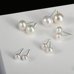 4mm 11mm Freshwater Cultured Pearls 925 Silver Ear Pin Stud Earrings