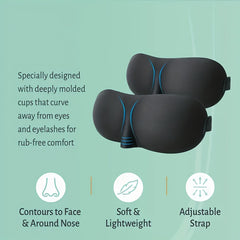 Soft Blackout Sleep Eye Mask 3D Contoured Blindfold with Adjustable Strap