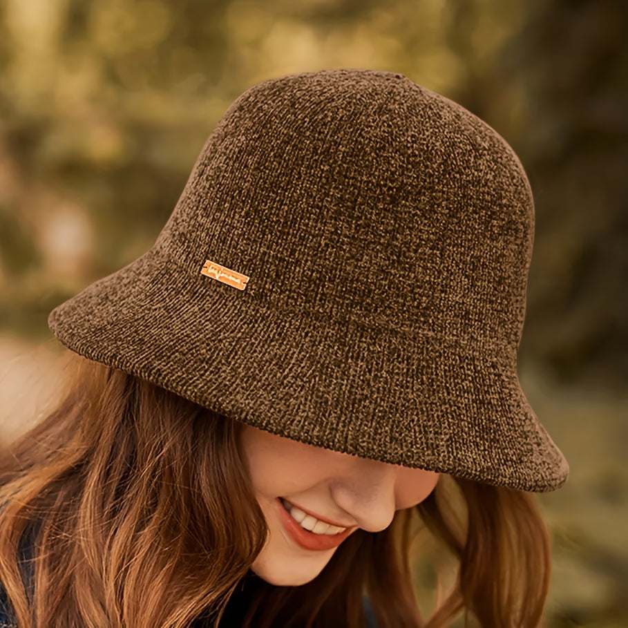 Chenille Bucket Hat Warm Basin Classic Knit Hats